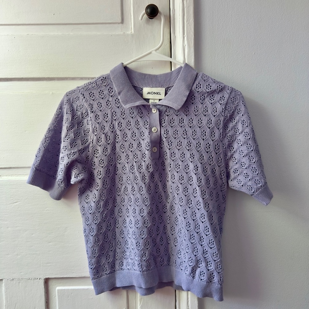 Monki Purple Textured Polo Top